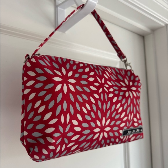 New Ju-Ju-Be Scarlet Petals Shoulder Bag Floral Zip Purse Makeup Red Gray - Picture 5 of 11